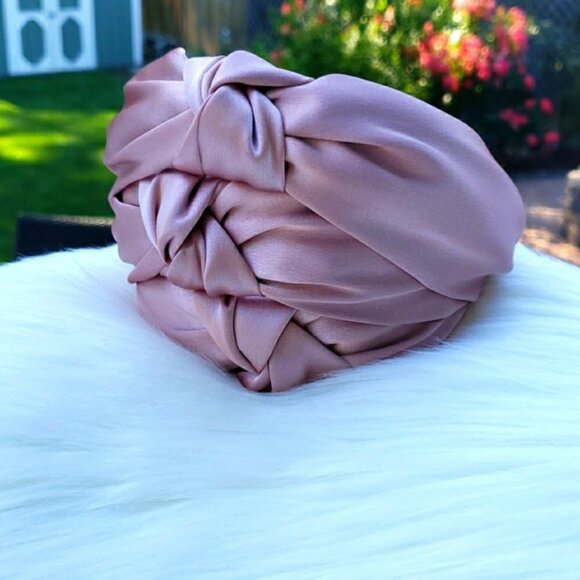 Accessories - Satin Fabric Knot Headband in Pink